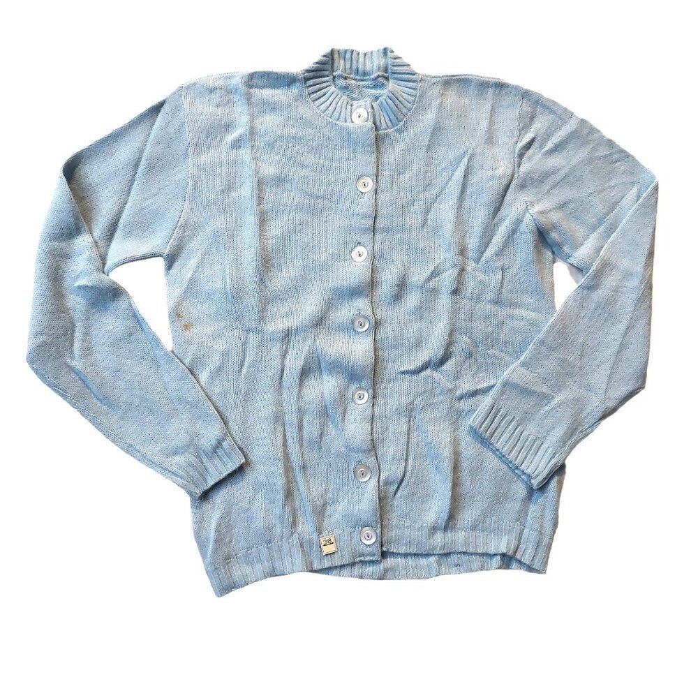 Vintage 1940s -1950s Powder Blue Long Sleeve Cardigan Sweater